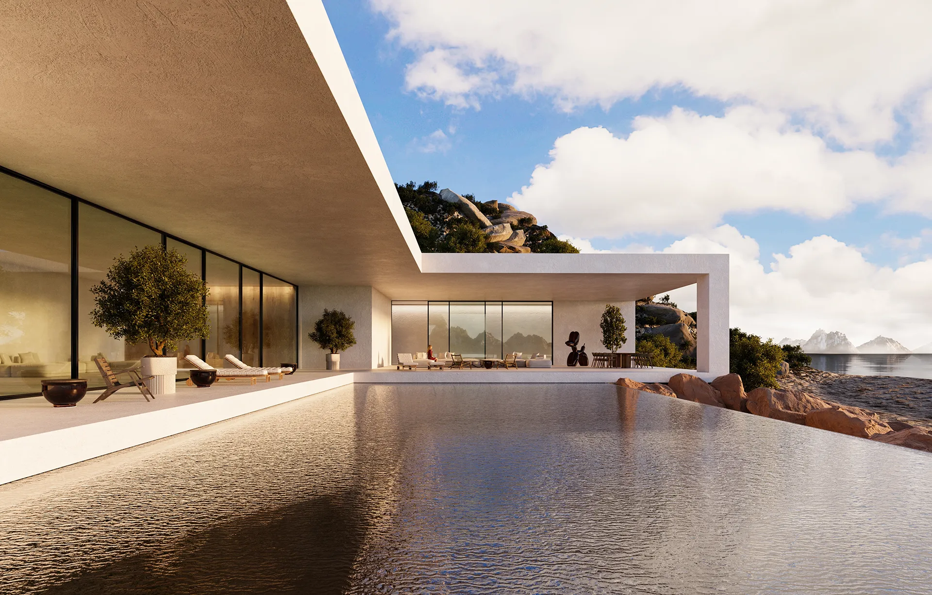 Architekturvisualisierung eines modernen Wohnhauses